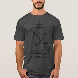A4 Skyhawk American Jet Fighter Flugzeug Bluepr T-Shirt