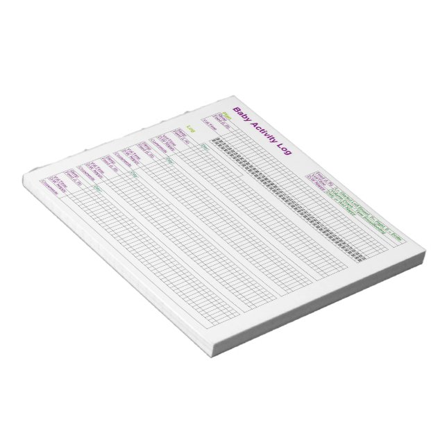A5 Baby-Activity-Log Notizblock (angewinkelt)