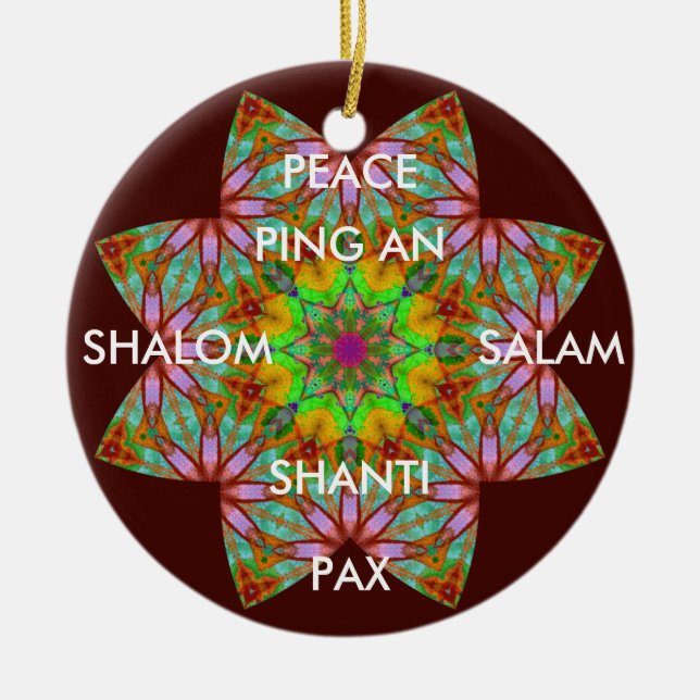 A62 kaleidoskopischer Frieden Ornament.1 Keramikornament (Vorne)