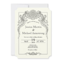 A6-Vintage Scroll Design Hochzeitskarte