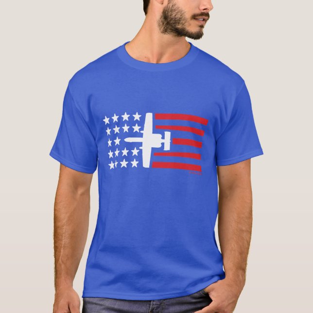 A-10 Warthog Angriffs-Jet-US Flagge T-Shirt (Vorderseite)