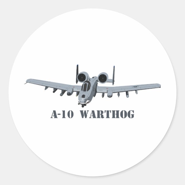 A-10 Warthog Runder Aufkleber (Vorderseite)