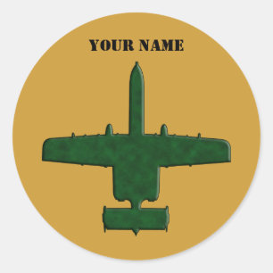 A-10 Warthog Silhouette Green Camouflage Flugzeug Runder Aufkleber