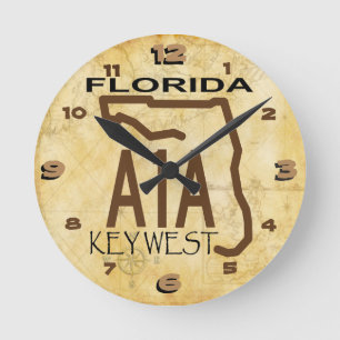 A-1-A Key West stoppen ab Runde Wanduhr