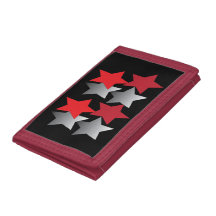 Portefeuille rouge et gris étoilé