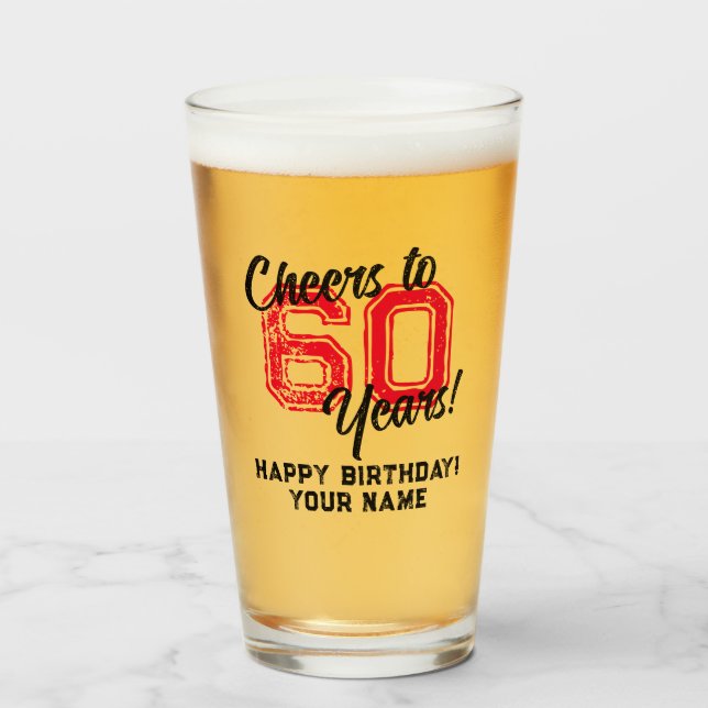 À 60 ans Verre à bière cadeau pour anniversaire 60 (Devant (rempli))