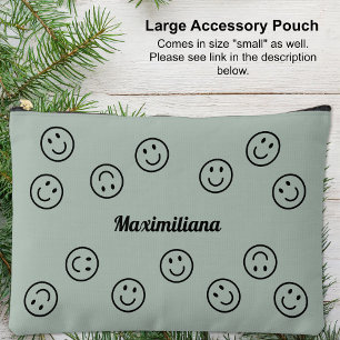 À Accessoires Joyeux visages noir sur vert - GRANDE pochette d'a