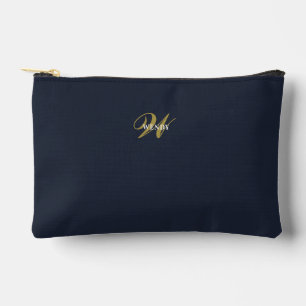 À Accessoires Pochette personnalisée bleu marine or monogramme m