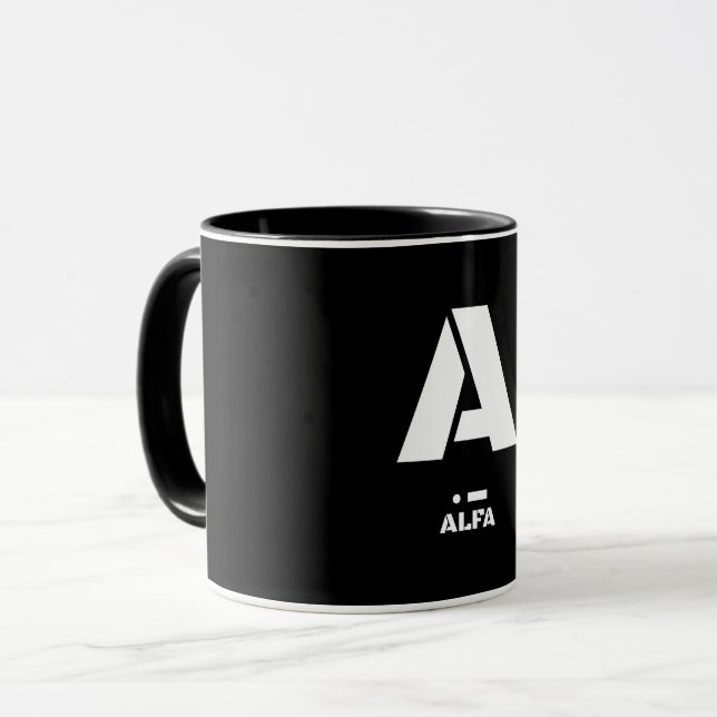 A (Alfa) NATO-Aussprachealphabet & Morsecode Tasse (Vorderseite Links)