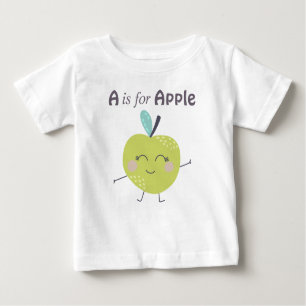 A: Apple Niedlich Illustration Alphabet Letter Baby T-shirt