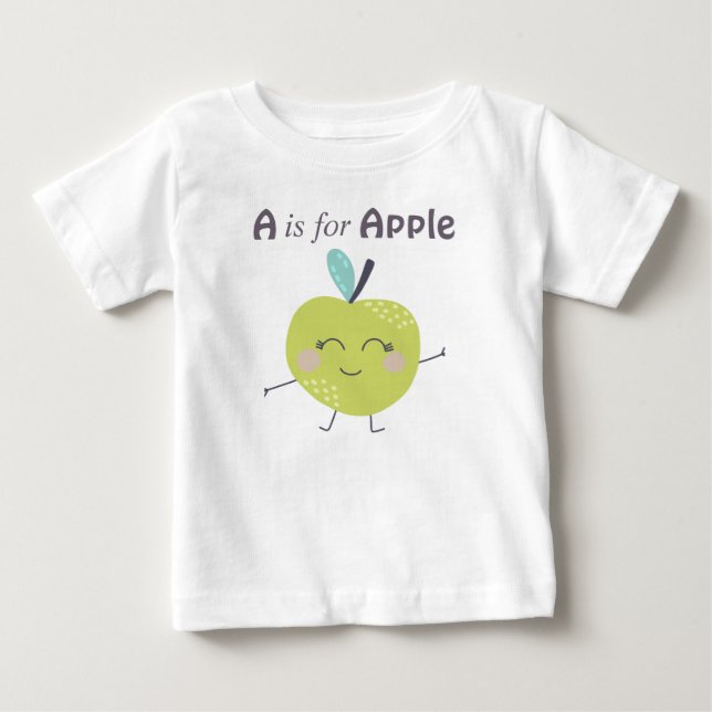 A: Apple Niedlich Illustration Alphabet Letter Baby T-shirt (Vorderseite)