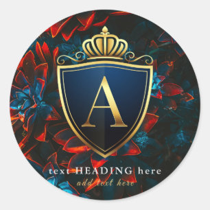 A - Autocollant rond Monogramme Lettre