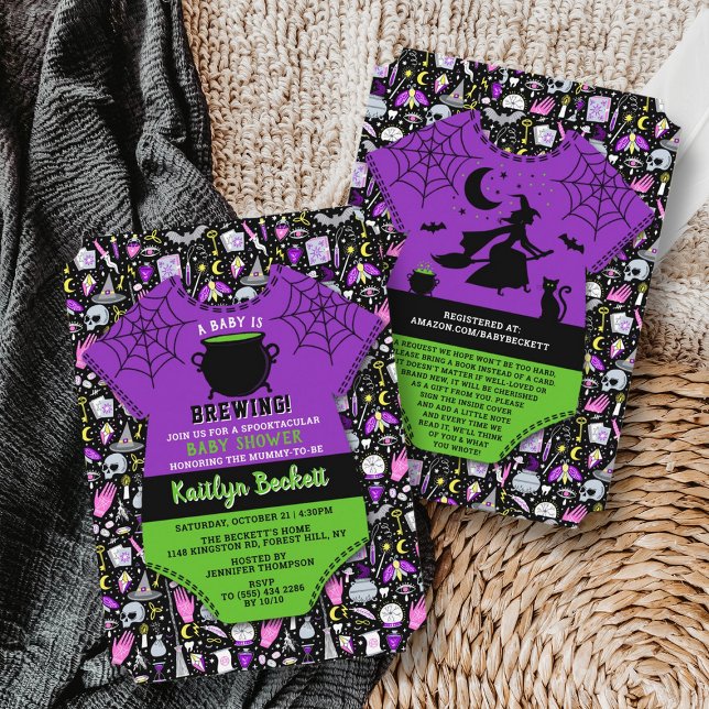 "A Baby is brew" Moderne Halloween-Kinderdusche Einladung (Von Creator hochgeladen)