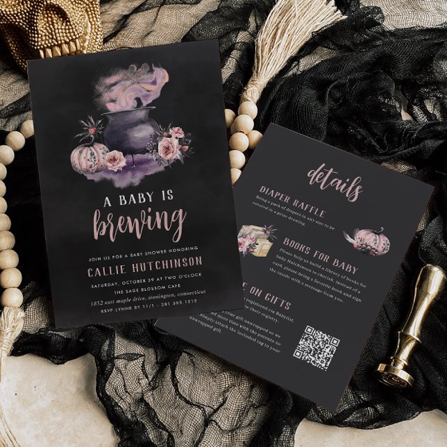 A Baby Is Brewing All in One Halloween Baby Shower Einladung (Von Creator hochgeladen)