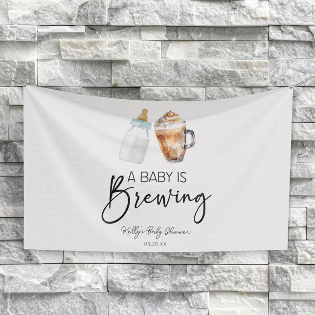 A Baby Is Brewing Bottle Coffee Glass Baby Shower Banner (Von Creator hochgeladen)