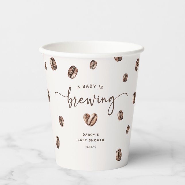 'a Baby is Brewing' Coffee Baby Shower Pappbecher (Vorderseite)