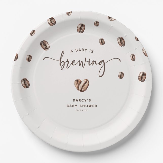 'a Baby is Brewing' Coffee Baby Shower Pappteller (Vorderseite)
