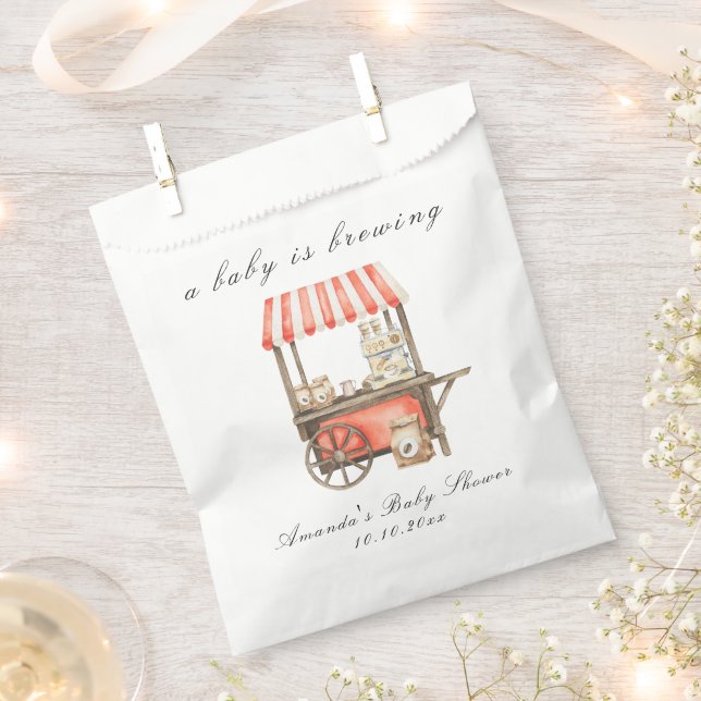 A Baby Is Brewing Coffee Cart Baby Shower Geschenktütchen (Ausgeschnitten)