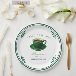 A Baby Is Brewing Coffee Cup Baby Shower Pappteller