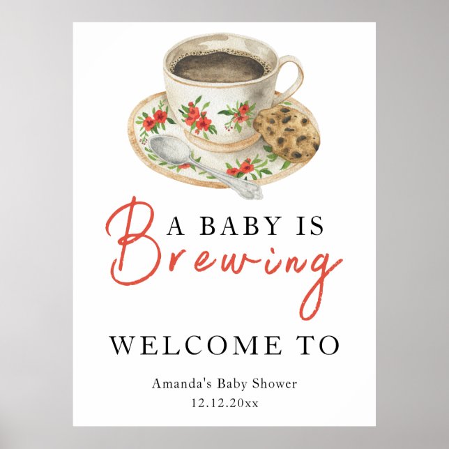 A baby is brewing coffee cup baby shower poster (Vorne)