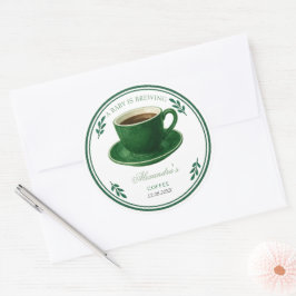 A Baby Is Brewing Coffee Cup Baby Shower Runder Aufkleber