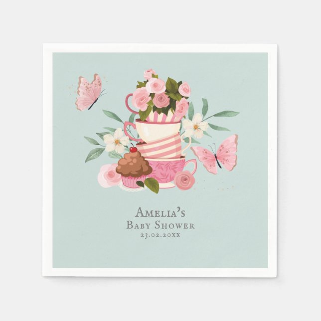 A Baby is brewing garden tea party Baby shower Serviette (Vorderseite)