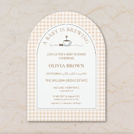 A Baby Is Brewing Gingham Coffee Baby Shower Einladung