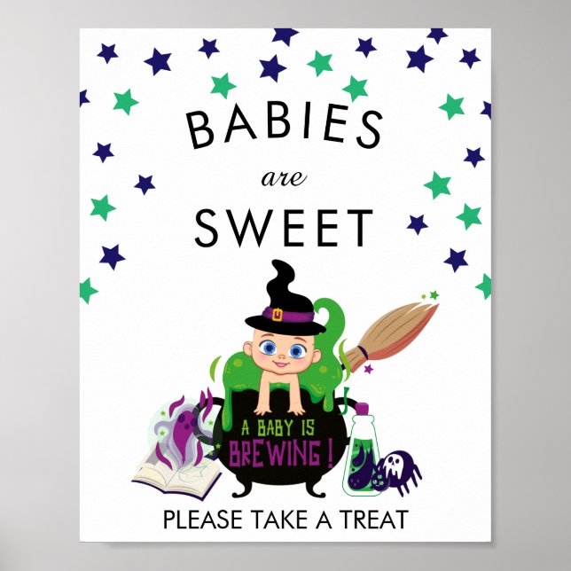 A Baby Is Brewing Halloween Baby Shower Favor Poster (Vorne)
