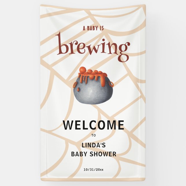 A Baby is Brewing Halloween Welcome Baby Shower Banner (Vertikal)
