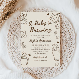 A Baby is Brewing Hand Drawn Coffee Baby Shower Einladung