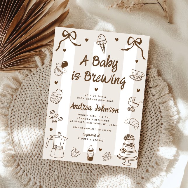 A Baby is Brewing Hand Drawn French Baby Shower Einladung (Von Creator hochgeladen)