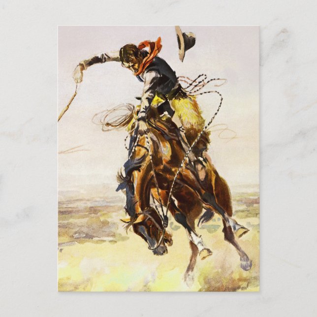 "A Bad Hoss" von Charles M Russell Postkarte (Vorderseite)