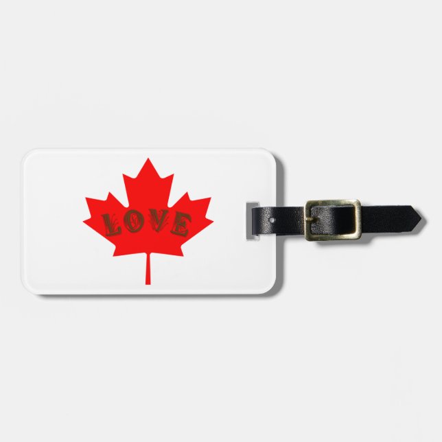 À Bagage amour Canada feuille d'érable rouge étiquette de v (Devant horizontal)