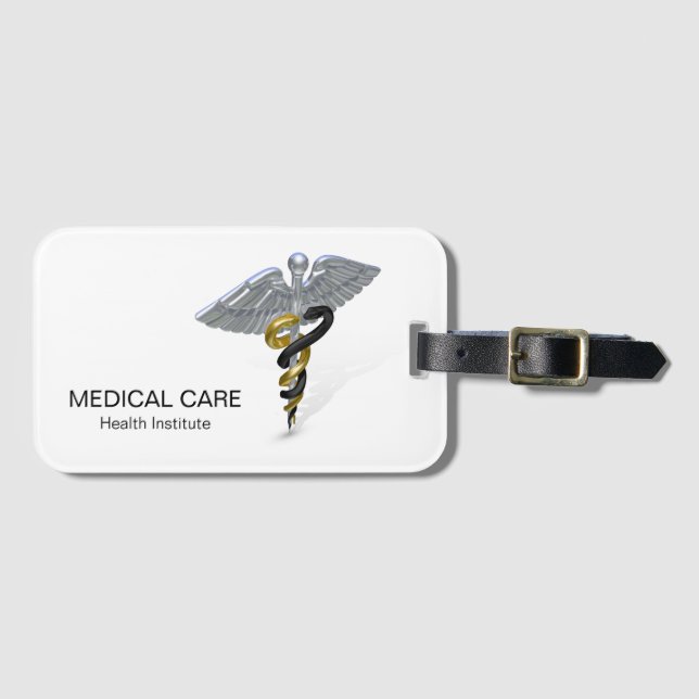 À Bagage Argent Médicale Caduceus Black Gold - étiquette de (Devant Horizontal)