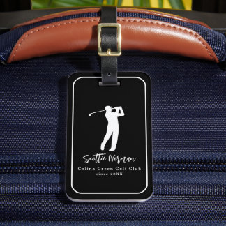 À Bagage Élégante étiquette de golfeur noir et blanc avec n