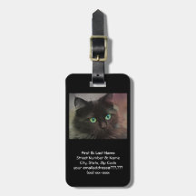 Étiquette aux yeux verts de sac de chat noir