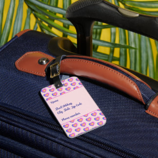 À Bagage Étiquette de cœurs roses et violets