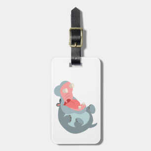 À Bagage Étiquette de la valise Hippo Caricature de rire mi