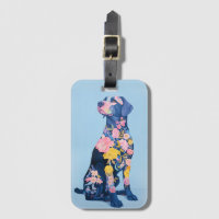 Étiquette des bagages floraux du Labrador Retrieve