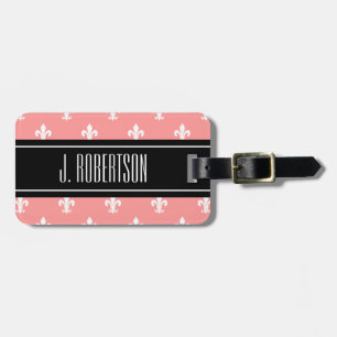 À Bagage Étiquette personnalisée   fleur de lis rose de
