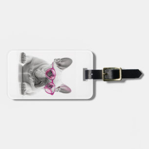 À Bagage French Bulldog avec lunettes roses étiquette bagag