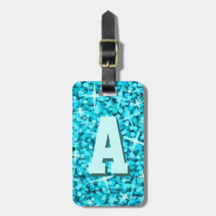 À Bagage Glitz Bleu monogramme bagages étiquette 2 côtés