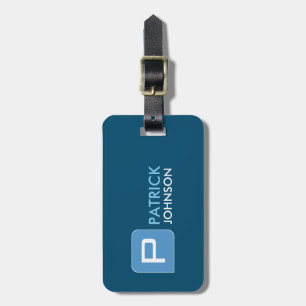 À Bagage identificateur de monogramme bleu étiquette de bag