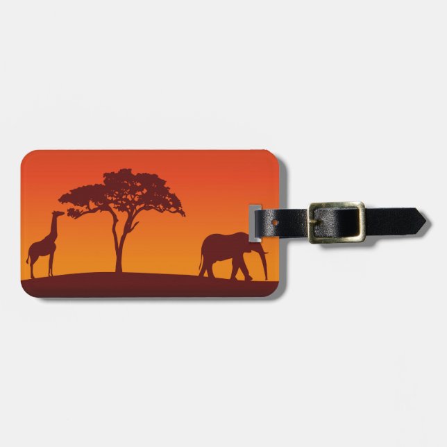 À Bagage Silhouette africaine de safari - étiquette de (Devant horizontal)