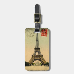 À Bagage Tour Eiffel vintage   Paris France - étiquette de