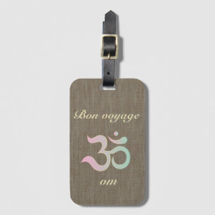 À Bagage Zen Om pastel burlap rustique bon voyage étiquette