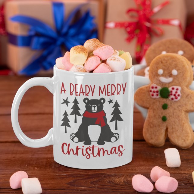A Beardy Merry Christmas Cute Bear Kaffeetasse (Von Creator hochgeladen)