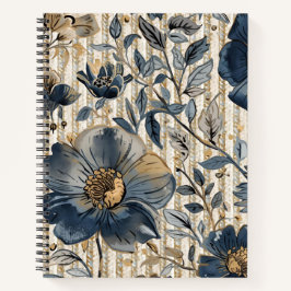 A Beautiful Combination of blue Floral and Pattern Notizbuch