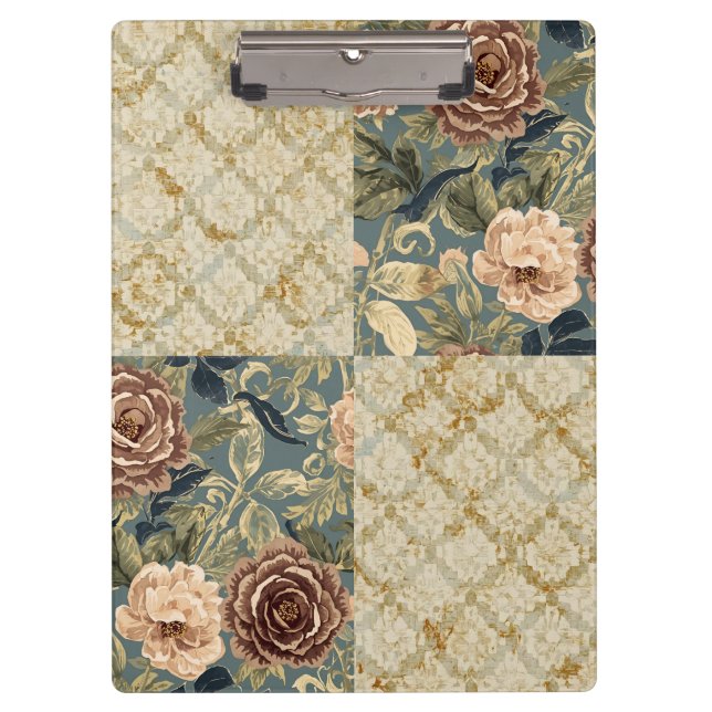 A Beautiful Combination of Floral and Motif Patter Klemmbrett (Vorderseite)