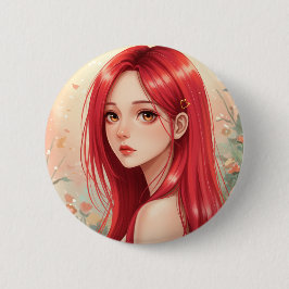 A beautiful girl exuding grace in nature button